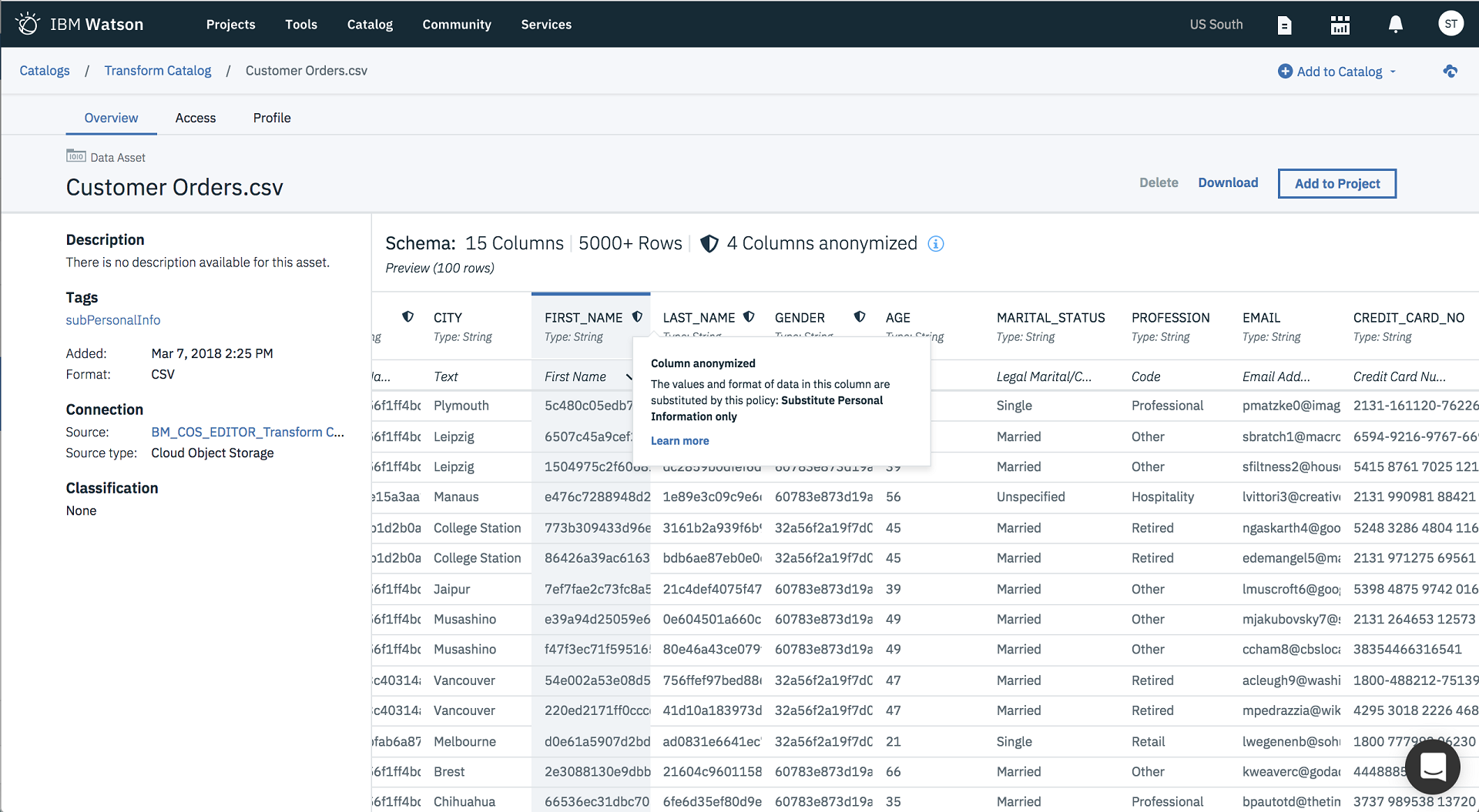 Watson Knowledge Catalog IBM Cloud